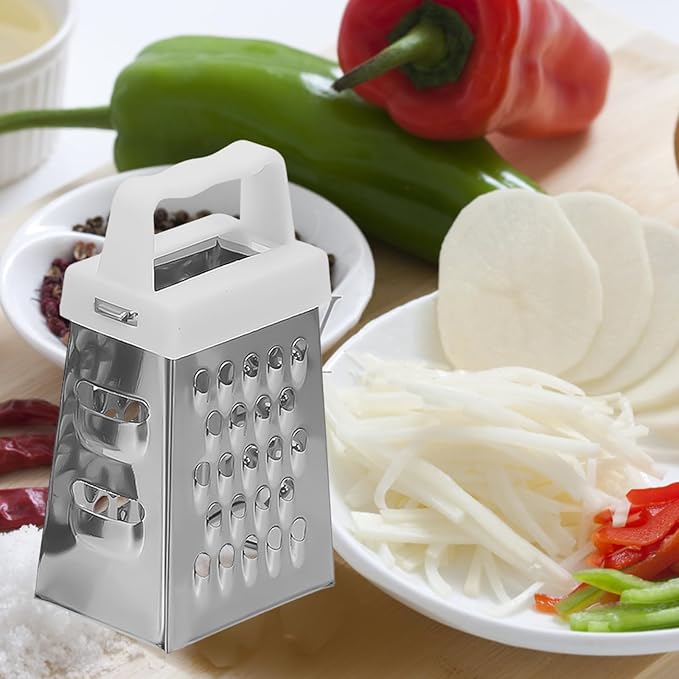 BESPORTBLE 3pcs Stainless Steel Multifunctional Vegetable Slicer with Non-slip Base Mini Cheese Grater and Potato Carrot Shredder for Safe Efficient Kitchen Food Preparation