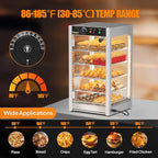 ROVSUN 5-Tier Commercial Food Warmer, 15" Pizza Warmer Food Warmer Display with LED Adjustable Lighting Glass Door Removable Shelves, Countertop Electric Food Warmer for Buffet Restaurant 110V 800W