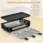 Electric Indoor Grill 1700W, 2 in 1 Smokeless Indoor Grill for Kitchen with Non-stick Removable Grill & Griddle Plate,Temperature Control Korean BBQ Grill with 3 Cheese Pans Dishwasher Safe