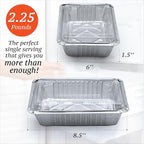 Spare Essentials (55 Count) 2.25LB Aluminum Containers with Lids (8.5"x6") - Disposable Foil Container for Takeout, Baking, Freezing, Food Storage - Aluminum Pans with Lids, To Go Containers