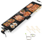 Nightcore 35" Large Electric Griddle, Teppanyaki Grill w/Adjustable Thermostat, Insulated Handles, Drip Tray & Nonstick Surface, Pancake Griddle, Indoor Outdoor Tabletop BBQ Grill for Party Camping