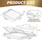 Adjustable Chicken Roasting Rack,Non-Stick Roasting and Cooling Rack, Stainless Steel Foldable Roasting Rack,V-Shaped Stand for Turkey Chicken Includes basting Brush (Silver)