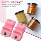2 Pack Canning Jar Opener with Magnets, Mason Jar Opener For Canning Lids, Regular and Wide Mouth Lids, Powerful Magnet for Easy Refrigerator Storage, Releases Vacuum Seal– Patent Pending(Pink)
