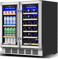ORYMUSE Wine and Beverage Refrigerator 30 Inch, Beverage Fridge Dual Zone with Upgraded Cooling, Wine Beverage Cooler Built-in or Freestanding, 30 Bottles and 110 Cans Large Capacity