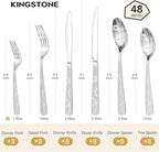 HIKAA 48PCS Stainless Steel Silverware Set with Steak Knives, Modern Flatware Set for Kitchen, Mirror Polished Cutlery Set with Forks, Spoons and Knives，Dishwasher Safe
