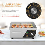 Bonnlo 14 Inch 1500W Commercial Griddle with Stainless Steel Countertop, Flat Griddle, 122-572℉ Adjustable Temp Control of Electric Flat Top Grill for Cheese 、Steak and Egg Indoor and Restaurant