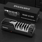Electric Knife Sharpener, Precise 20° Diamond Knife Sharpener for Kitchen Knives, Quick Repairing in 40 Seconds, with Metal Dust Collection Box & Special Port for Scissors, Black