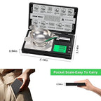 GRAM PRES High Precision Milligram Scale,50g/0.001g Digital Mini Pocket Gram Scale,Mg Scale for Weighing Powders,Jewelry, Medicine, Gem, Reloading, with Cal Weight, Tweezer ，Tray and Scoop