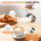 8 in 1 Milk Frother and Steamer, 20 oz Large Capacity, 550 Watts, Fast Froth Whip Creamy, Automatic Warm and Cold Foam Frother for Coffee, Latte, Macchiato, Cappuccino, Hot Chocolate