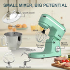 Electric Stand Mixer with 6.5 Quart Bowl, Household Food Mixer 10+p Speeds 660W, Tilt-Head Bread Dough and Cake Mixers with Dough Hook, Whisk, Beater, Splash Guard and Egg Separator (Blue)