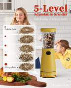 Electric Salt and Pepper Grinder Set with Storage Base, Stainless Steel Rechargeable Salt and Pepper Grinder Set with 4.5 oz Large Capacity, 1.8" Wide Mouth, Adjustable Coarseness, Ideal for Kitchen