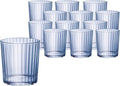 Bormioli Rocco Exclusiva Negroni Glasses, Set of 12-12 Oz. Sapphire Blue Medium Tumblers with Thin Laser Cut Rim & Impact-Resistant Edge - Lead-Free Star Glass for Cocktails & Beverages