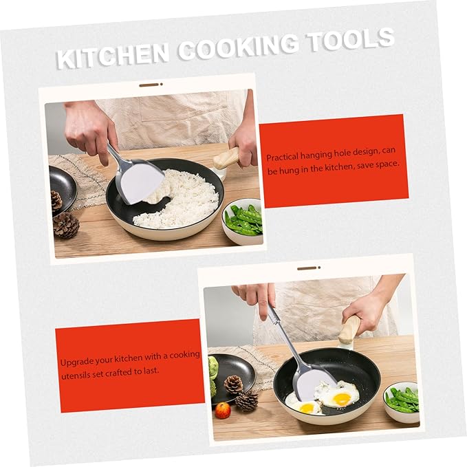 7-Piece Stainless Steel Kitchen Utensil Set Ladle Strainer and Spatula Sturdy Cooking Tools for Home Chefs for Soup Frying and Serving