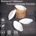 6" x 4" Ceramic Oval Small Au Gratin Baking Dishes 7 oz, Set of 4 Banana Split Bowls, Oven and Microwave Safe, for 1 person servings, Bakeware with Handle(8.3 IN) for Kitchen and Home