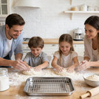 2 Pcs 13"15.4" Stainless Steel Roasting Pans with Handles, Baking Pan for Oven Includes 2 Flat Racks, Dishwasher Safe Rectangular Lasagna Pan for Turkey, Chicken and Roasting, Silver