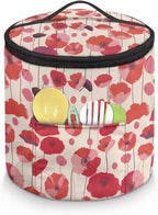 Red Flower Electric Pressure Cooker Insulation Bag Stain Resistant Reusable Electric Pressure Cooker Bag with Top Padding Handle