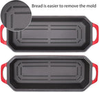 Flavehc Bread Pan Cast Iron Loaf Pan with Lid Bread Loaf Pan 13x5 Inch Enameled Cast Iron Sourdough Bread Pan,Red