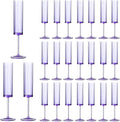 24 PCS Purple Champagne Flutes Plastic 5.4 OZ Champagne Flutes Acrylic Reusable Pastel Colored Plastic Glasses Long Stem Wine Glasses Toasting Wedding For Party Birthday Anniversary