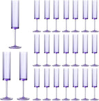 24 PCS Purple Champagne Flutes Plastic 5.4 OZ Champagne Flutes Acrylic Reusable Pastel Colored Plastic Glasses Long Stem Wine Glasses Toasting Wedding For Party Birthday Anniversary