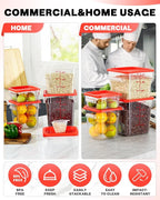 2QT NSF Food Storage Containers: 8 PCS [Food Grade][Hot&Cold Resistant] Commercial Clear Square Food Storage Containers with Scales Handles for Home Restaurant Kitchen Proof Dough(BPA FREE)