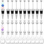 20 Pcs Beadable Wine Stoppers and Beadable Bottle Opener Set - 10 Reusable Decorative Wine Bottle Stoppers & 10 Alloy Openers for DIY Crafts, Wedding, Bar Party Favors, Holiday Gifts