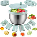 LemonRoad Stainless Steel Salad Spinner Large, Vegetables Fruits Washing Bowl, Fruits Lettuce Dryer with 5 Blade Slicer Egg Yolk Strainer Shredder for Kitchen Efficient Salad Preparation, 5.3 Qt