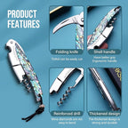 Shell Handle Waiter Corkscrews-Wine Openers,Corkscrew Bottle Openers,3-in-1 Wine Key Tool With Foil Cutter & Dual Hinge Fulcrum - Waiters Corkscrew…