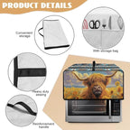 Highland Cattle Sunflower Print Toaster Cover Air Fryer Dust Cover Anti Fingerprint Aztec Toaster Oven Cover Washable Kitchen Small Appliance Covers (Large-18.5 * 22.5 * 12.99 inches)