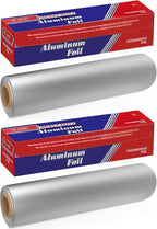 Ox Plastics Aluminum Foil Wrap | Heavy-Duty, Commercial Grade for Food Service Industry | Silver Foil for Cooking, Roasting, Baking, BBQ & Parties | 18"x 500 feet (2 Pack)