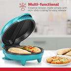 Holstein Housewares Stainless Steel 2 Section Omelet & Frittata Maker, Non Stick Coating, Easy To Clean, Indicator Lights, Compact Storage, Prepare Versatile Recipes in Minutes. 2 Portions, Teal