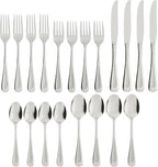 Oneida Silverware Set, Satin Sand Dune 20-Piece Everyday Flatware Set, Service For 4, Sand Blasted Finish, 18/0 Stainless Steel, Dishwasher Safe, Knives Spoons And Forks Sets (Silver, 20 Piece)
