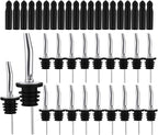 20 Pack Liquor Pour Spout, Liquor Bottle Pourers, Pour Spouts for Liquor Bottles with Dust Caps Seal Covers, Bar Tool, Hygienic, Dishwasher Safe