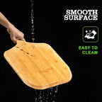 Pizza Peel 14 Inch, Large Bamboo Pizza Paddle Spatula - Wooden Serving Board, Oven Accessory for Baking Homemade, Wood Cutting Board for Cheese Bread Fruit Vegetables