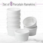 BTaT- Ramekins, 8 oz, Set of 8, Ramekins for Baking, Ramekin with Measurement Markings, Creme Brulee Dishes, Souffle Cups, Custard Cups, Ceramic Bakeware, Souffle Dish, Small Ceramic Bowl