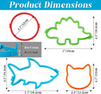 Kamehame Silicone Pancake Molds for Shark, Round, Cat, Dinosaur Shape Pancakes, 4 Pack Nonstick Pancake Shaper for kids, Fun Shapes Cake Ring Mold for Griddle Cooking
