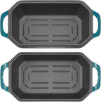 Flavehc Bread Pan Cast Iron Loaf Pan with Lid Bread Loaf Pan 8.5x4.5 Inch Loaf Pan Enameled Cast Iron Sourdough Loaf Pan, DarkCyan