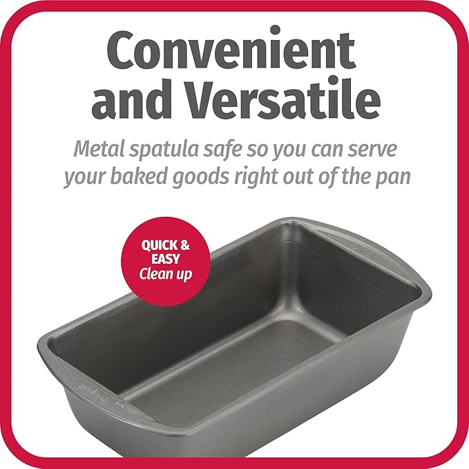 GoodCook Nonstick Loaf Pan 9 x 5-Inch Heavy-Duty Steel Bakeware with Easy-Clean Non-Stick Coating, Oven & Dishwasher Safe Pan for Meatloaf Breads Lasagnas Casseroles & More, Set of 2, Gray