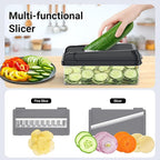 SpaceHacks 15-in-1 Vegetable Chopper, Kitchen Gadgets with 10 Blades, Veggie, Food, Onion Chopper, Cucumber Slicer, Versatile Mandoline, Includes Egg Separator & Finger Guard, Gray