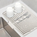 TIKNIK Silicone Dish Drying Mat, Stone Drying Mat for Kitchen Counter with Built-In Drain, Non-Slip Drain Pad with Built-in Drain, Heat Resistant Stone Drying Mat, Hangable, Cream-1pcs, 16" x 12"