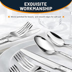NICE KITCHEN 60 Piece Silverware Set for 12, Food-Grade Stainless Steel Utensils Set,Wave Style Design & Mirror Polished - Dishwasher Safe