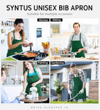 Syntus Apron for Men Women, Adjustable Cooking Kitchen Chef Aprons with 2 Pockets, Cotton/Polycotton/Polyester