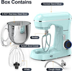 Honinst Stand Mixer, 6.5QT 10-Speed Tilt-Head Electric Stand Mixer, 3-In-1 Kitchen Mixer with Bowl, Dough Hook, Whisk and Beater, Food Mixer for Baking, Cake and Most Home Cooks, Blue