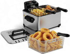 Alpha Living Electric Deep Fryer – 4.5L Deep Fryer with Basket with 2-Quart and 4-Quart Baskets – High-Grade Stainless Steel – Temperature Control and Timer – Ideal for Fried Chicken, Fries