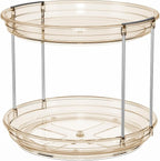 LAMU 2 Pack 2 Tier Lazy Susan Turntable Organizer 9.25'' Rotating Spice Rack Organization for Cabinet, Kitchen, Pantry, Countertop, Bathroom, Vanity, Medicine Cabinet Organizer, Amber