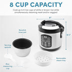 AROMA Professional Digital Rice Cooker, Multicooker, 4-Cup (Uncooked) / 8-Cup (Cooked), Steamer, Slow Cooker, Oatmeal Cooker, STS, Auto Keep Warm, 2 Qt, Stainless Steel Exterior, ARC-954SBD