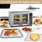Toaster Oven Replacement Parts Accessories for Gourmia GTF7655 GTF7350 GTF7460, 3 IN 1 Tray Basket Rack Kit for Gourmia Digital Toaster Oven Air Fryer 17 Cooking Presets French Door 1700W 24L