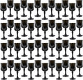 Plastic Wine Glasses, Plastic Goblets Vintage Style Cordial Unbreakable Drinking Glasses, Reusable Drinkware for Wedding Reception, Grand Event Party Supplies (48, Black)