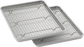 Wildone Baking Sheet with Rack Set (2 Pans + 2 Racks), Natural Aluminum Commercial Quality Cookie Sheet with Cooling Rack, Nonstick Baking Pan, Warp Resistant & Heavy Duty, Half Sheet Size