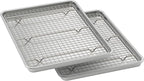 Wildone Baking Sheet with Rack Set (2 Pans + 2 Racks), Natural Aluminum Commercial Quality Cookie Sheet with Cooling Rack, Nonstick Baking Pan, Warp Resistant & Heavy Duty, Half Sheet Size