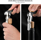 HYZ 2-Pack Wine Opener Waiter Corkscrew, Professional Wine Key for Servers, Bartender, with Foil Cutter, Manual Wine Bottle Opener Double Hinged (Black)